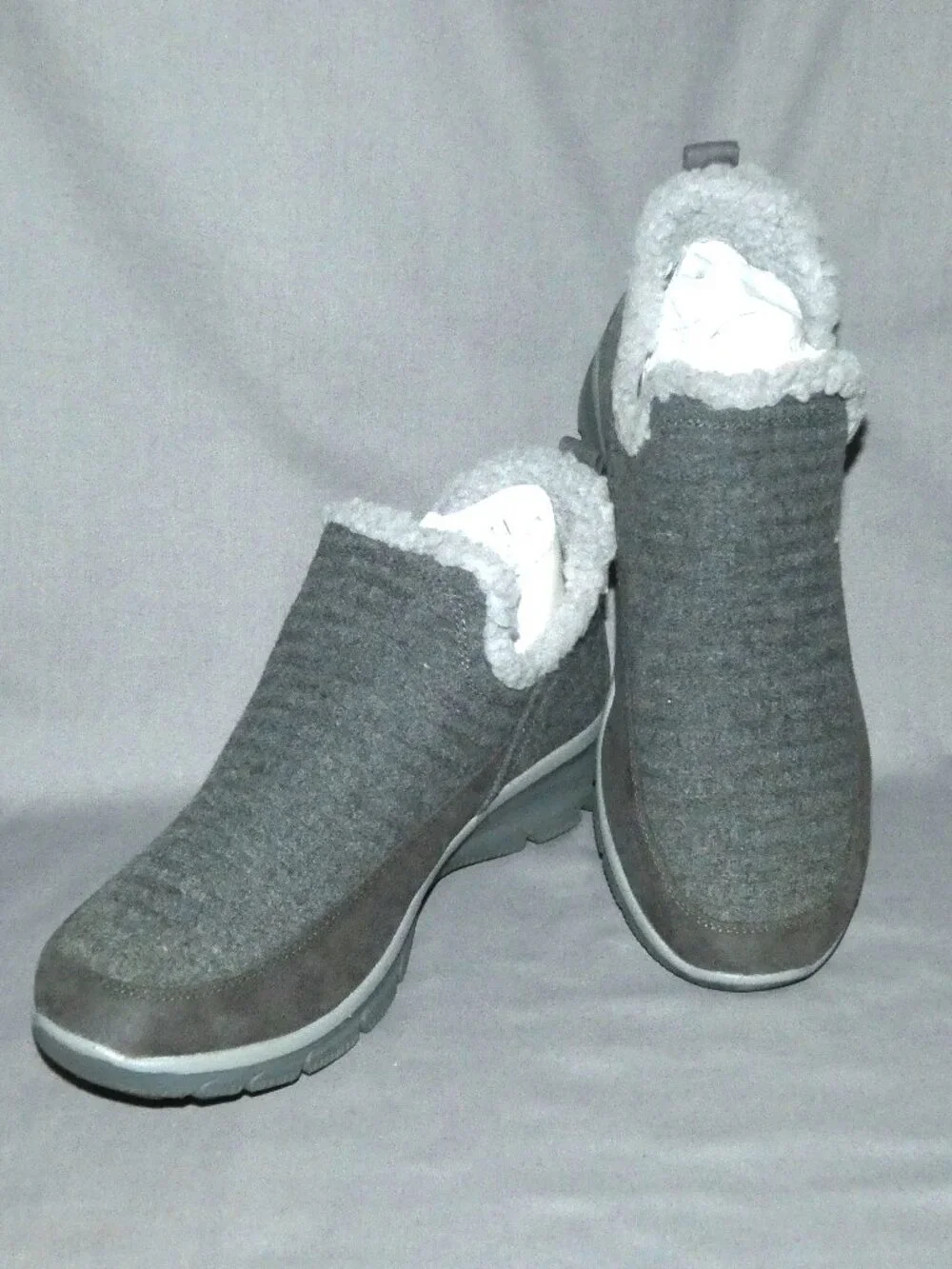 Skechers Charcoal Easy Going Winter Kiss Slip On Shoes Women 11 Relaxed Fit